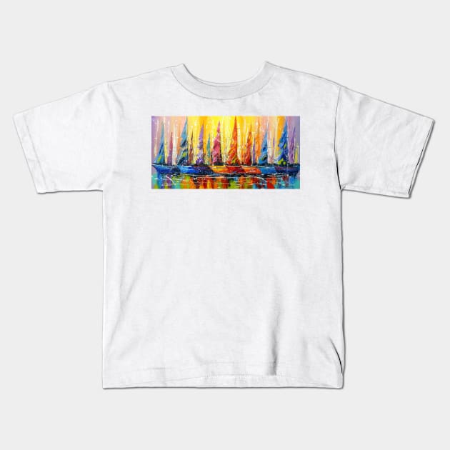 Bright sails Kids T-Shirt by OLHADARCHUKART